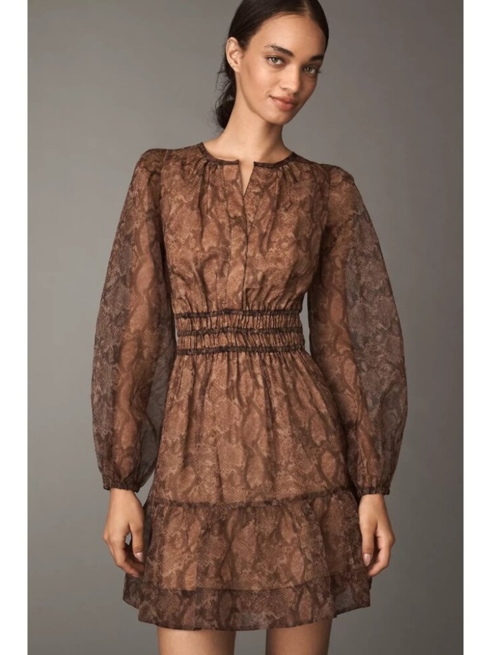 NWT Anthropologie Snakeskin Puff-Sleeve Dress